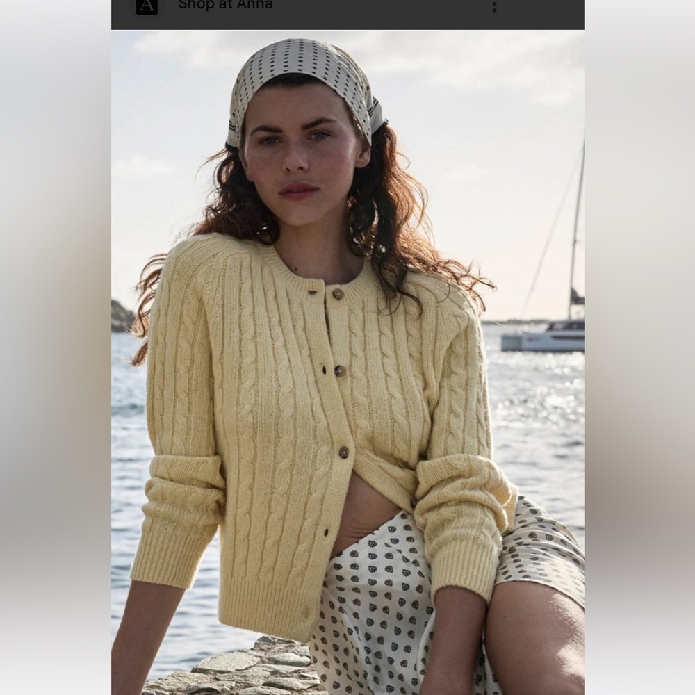 Doen Penrose Yellow Cable Knit Cardigan XS